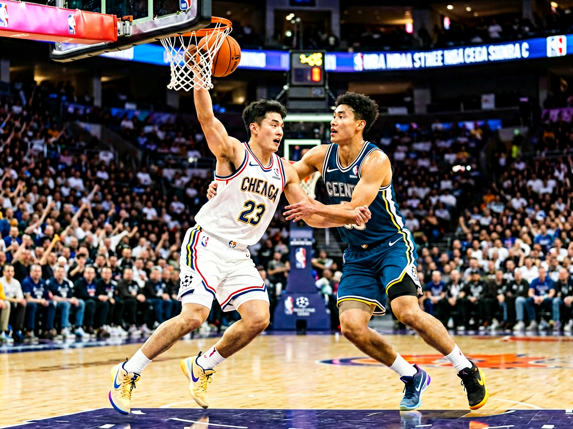 NBA篮球比赛现场球员激烈对抗瞬间